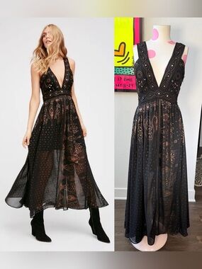 free people there she goes maxi dress Free People There She Goes Printed Maxi Slip CARY LANE
